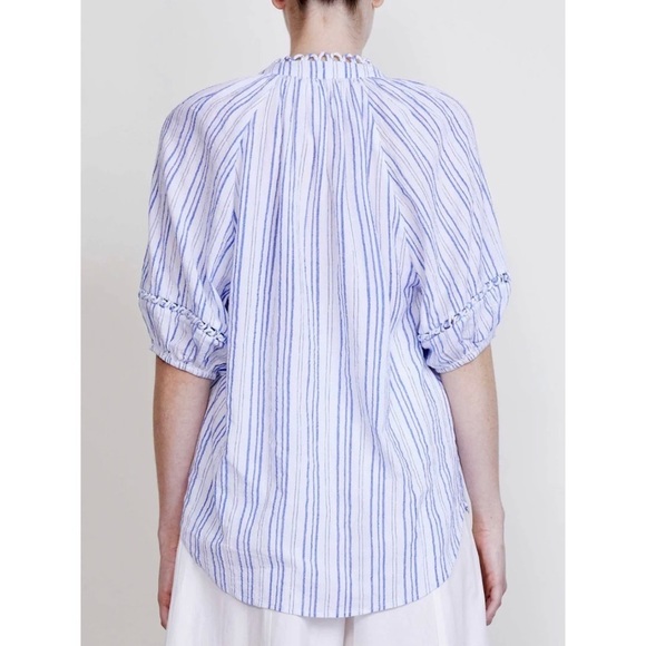 APIECE Apart Stripe Mitte Top Blouses in White / Blue - Picture 11 of 11